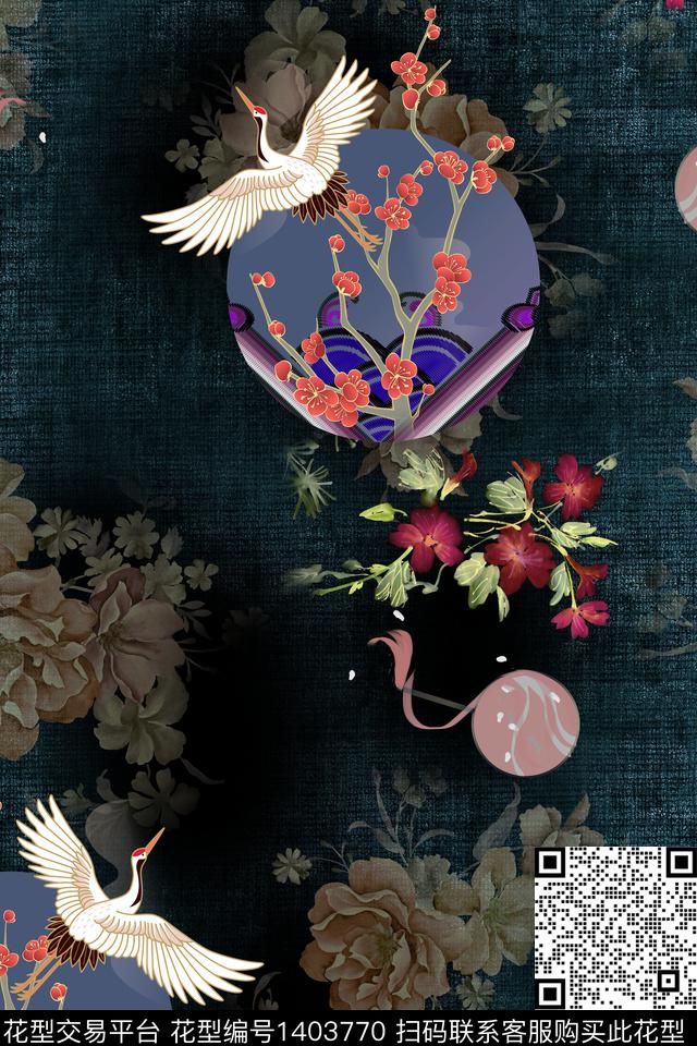 花卉中国风传统印花华亿平台下载（图片编号: 1403770） - 瓦栏（Walan）