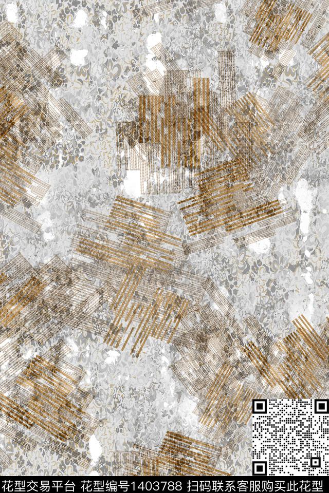 肌理笔触抽象花卉数码印花华亿平台下载（图片编号: 1403788） - 瓦栏（Walan）
