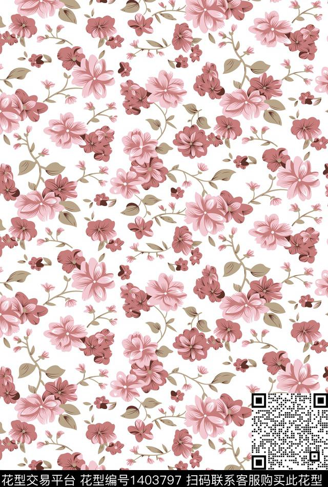 趋势华亿平台女装花卉传统印花华亿平台下载（图片编号: 1403797） - 瓦栏（Walan）