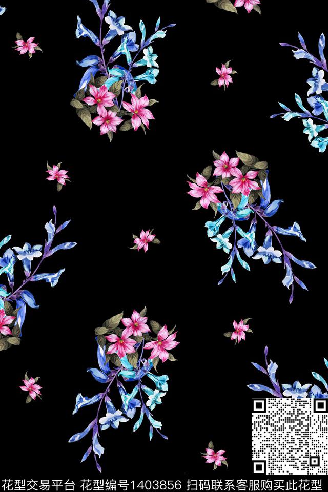 花卉年轻女性大牌风数码印花华亿平台下载（图片编号: 1403856） - 瓦栏（Walan）