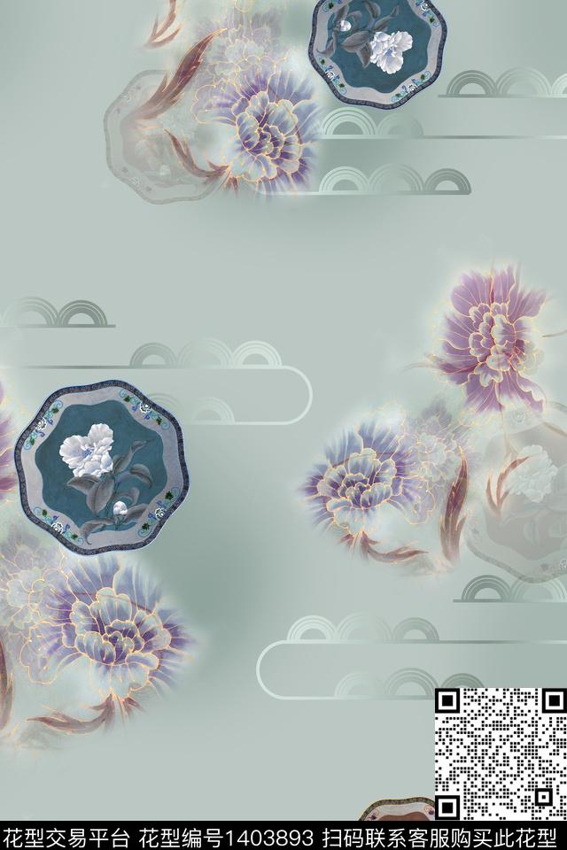 旗袍香云纱中国风数码印花华亿平台下载（图片编号: 1403893） - 瓦栏（Walan）