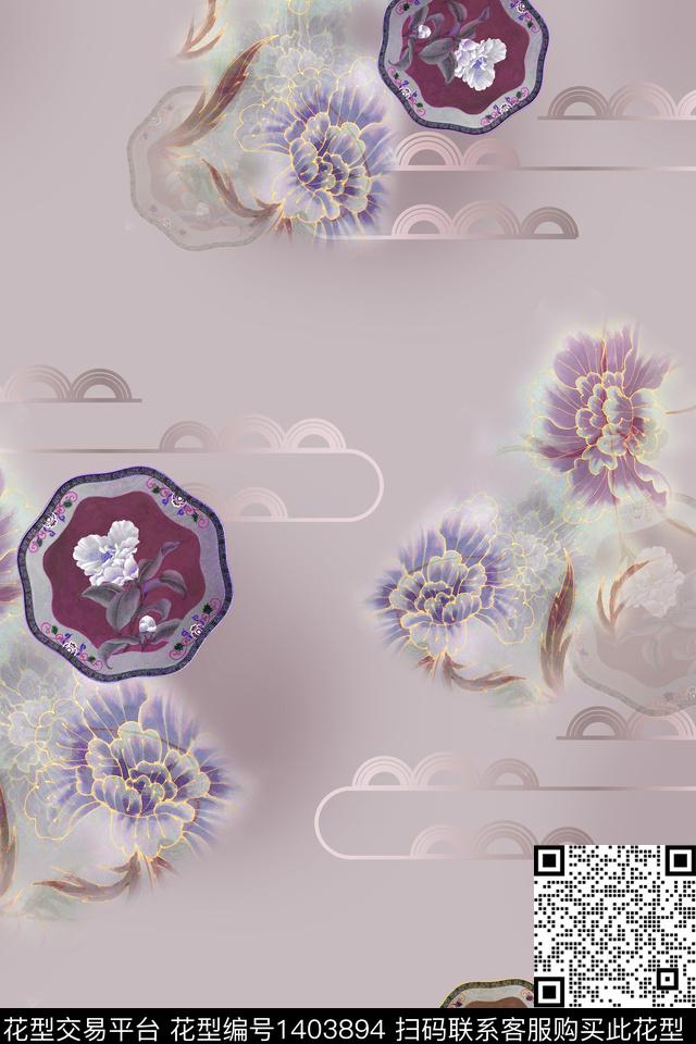 旗袍香云纱中国风数码印花华亿平台下载（图片编号: 1403894） - 瓦栏（Walan）