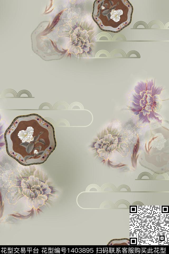 旗袍香云纱中国风数码印花华亿平台下载（图片编号: 1403895） - 瓦栏（Walan）