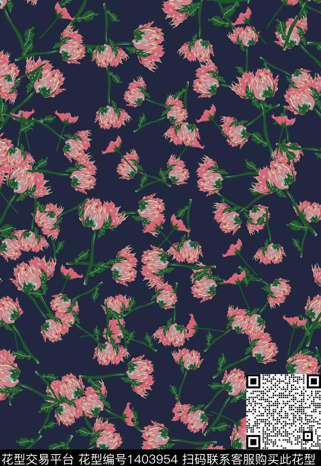 花卉满版散花小碎花数码印花华亿平台下载（图片编号: 1403954） - 瓦栏（Walan）