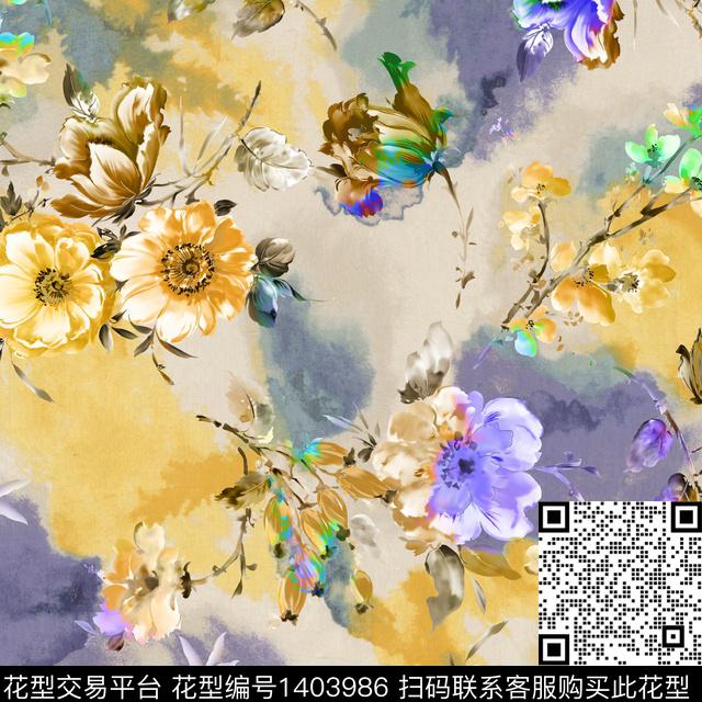 扎染华亿平台水墨风女装数码印花华亿平台下载（图片编号: 1403986） - 瓦栏（Walan）