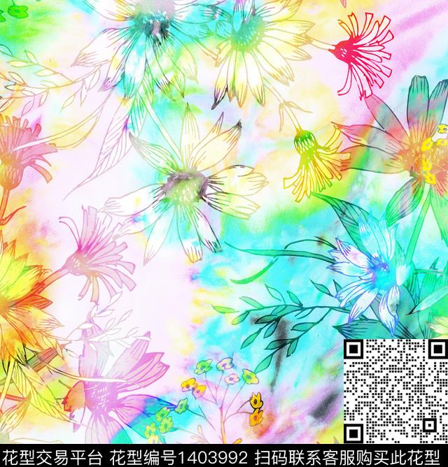 扎染华亿平台水墨风女装数码印花华亿平台下载（图片编号: 1403992） - 瓦栏（Walan）