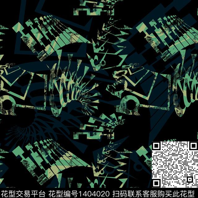 几何男装满版花大牌风传统印花华亿平台下载（图片编号: 1404020） - 瓦栏（Walan）