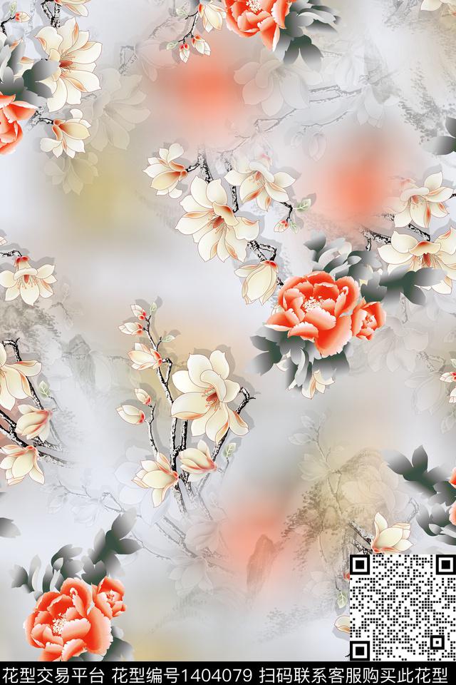 女装花卉中国风数码印花华亿平台下载（图片编号: 1404079） - 瓦栏（Walan）