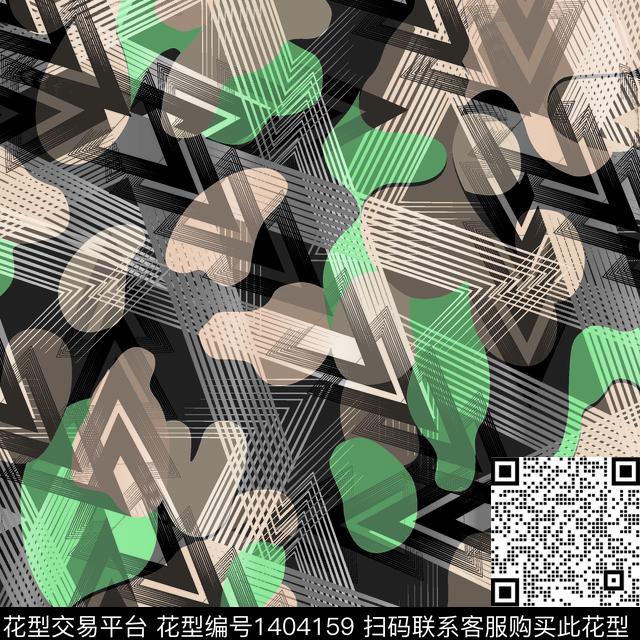 迷彩抽象男装数码印花华亿平台下载（图片编号: 1404159） - 瓦栏（Walan）