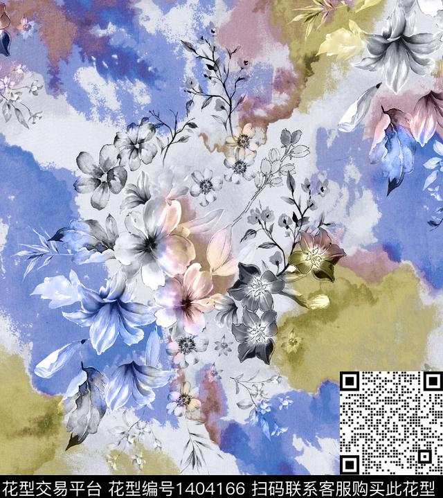 几何扎染华亿平台花卉数码印花华亿平台下载（图片编号: 1404166） - 瓦栏（Walan）