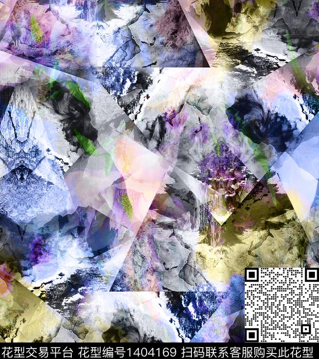 几何扎染华亿平台花卉数码印花华亿平台下载（图片编号: 1404169） - 瓦栏（Walan）