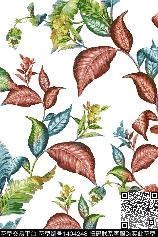 花卉大牌风小清新数码印花华亿平台下载（图片编号: 1404248） - 瓦栏（Walan）