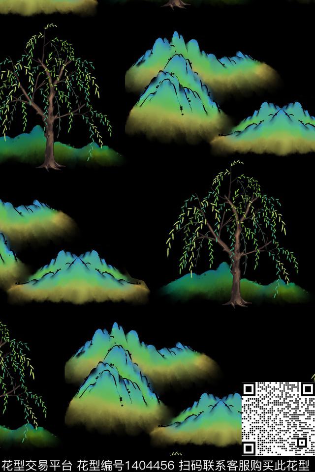 植物风景景观古风数码印花华亿平台下载（图片编号: 1404456） - 瓦栏（Walan）