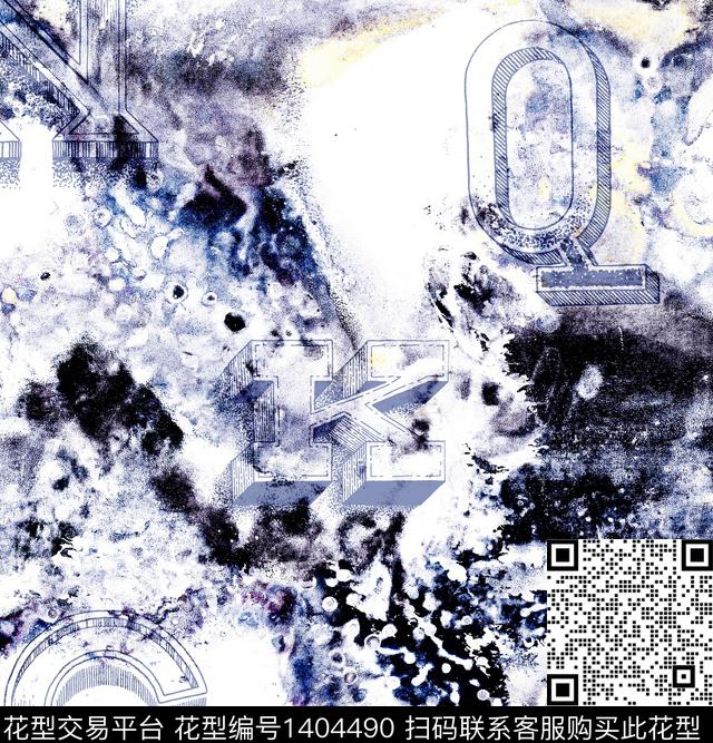 字母肌理树干数码印花华亿平台下载（图片编号: 1404490） - 瓦栏（Walan）