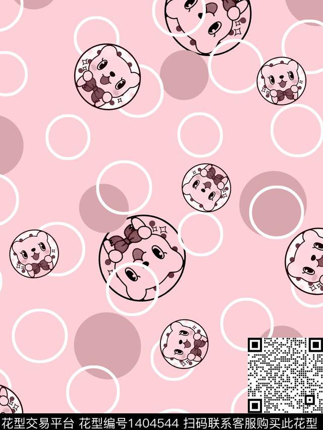 卡通动物童装圆形数码印花华亿平台下载（图片编号: 1404544） - 瓦栏（Walan）