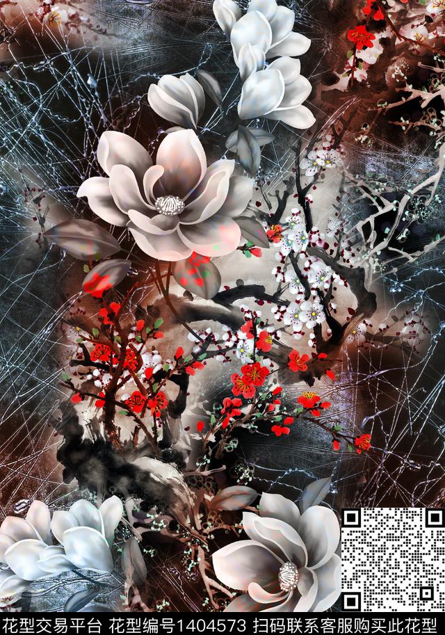 梅花中老年中国风数码印花华亿平台下载（图片编号: 1404573） - 瓦栏（Walan）