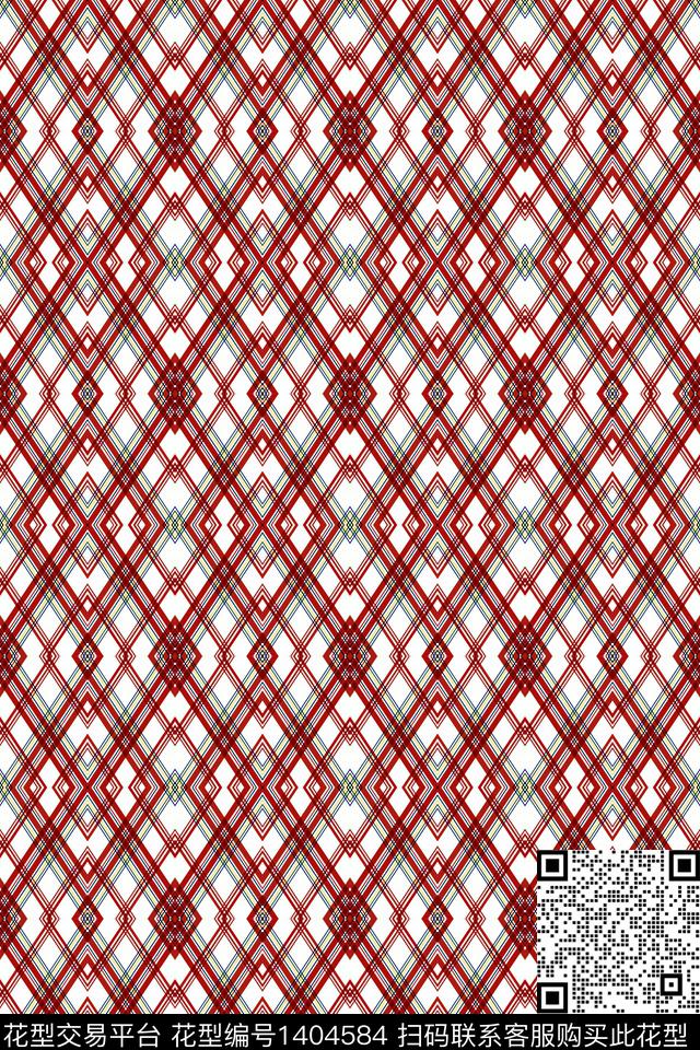 几何格子条纹数码印花华亿平台下载（图片编号: 1404584） - 瓦栏（Walan）
