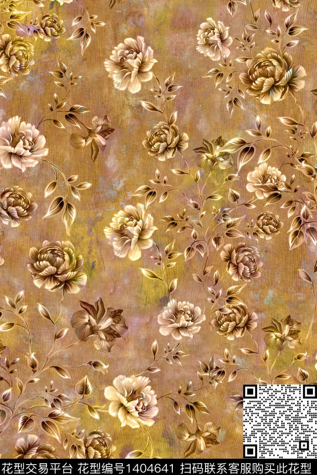 旗袍香云纱大牌风数码印花华亿平台下载（图片编号: 1404641） - 瓦栏（Walan）