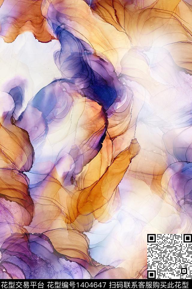 肌理扎染华亿平台抽象花卉数码印花华亿平台下载（图片编号: 1404647） - 瓦栏（Walan）