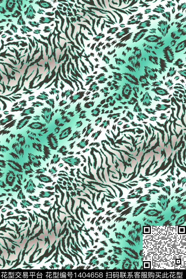 年轻女性豹纹绿色传统印花华亿平台下载（图片编号: 1404658） - 瓦栏（Walan）