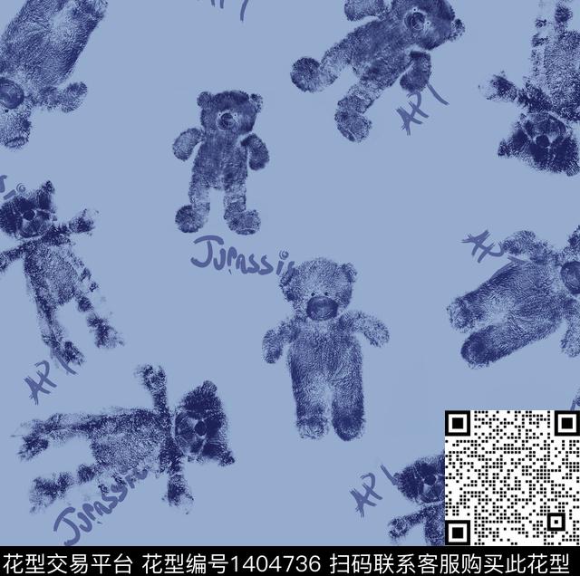 字母卡通bear数码印花华亿平台下载（图片编号: 1404736） - 瓦栏（Walan）