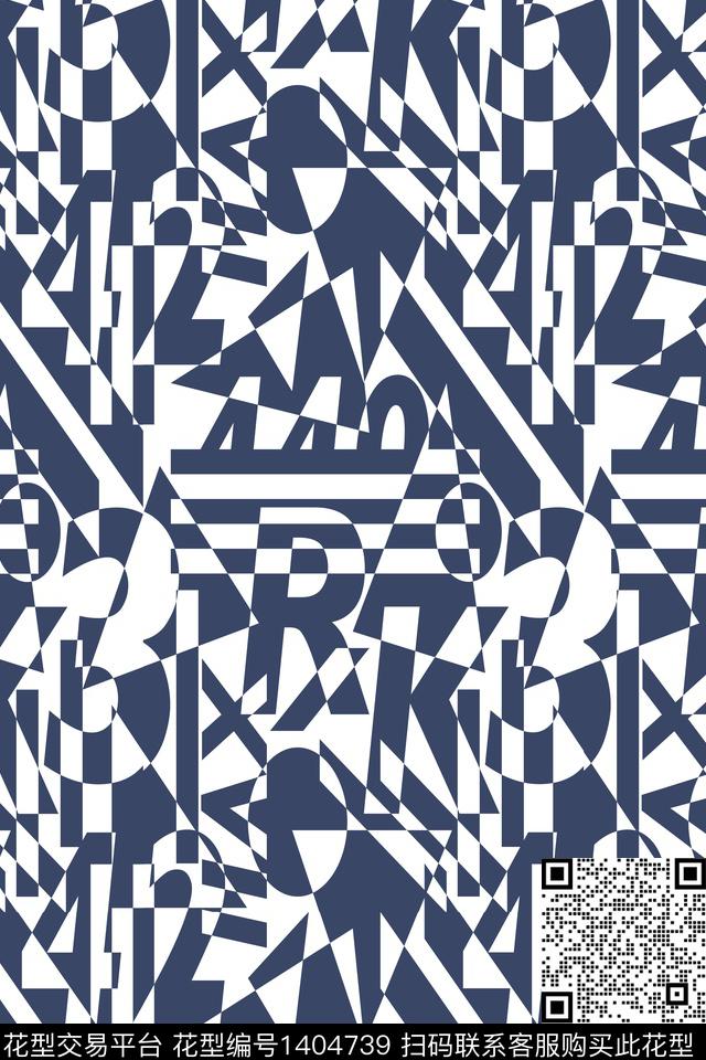 大牌风几何蓝色传统印花华亿平台下载（图片编号: 1404739） - 瓦栏（Walan）
