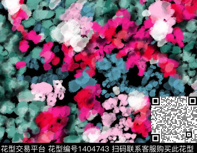 涂鸦水墨风手绘数码印花华亿平台下载（图片编号: 1404743） - 瓦栏（Walan）