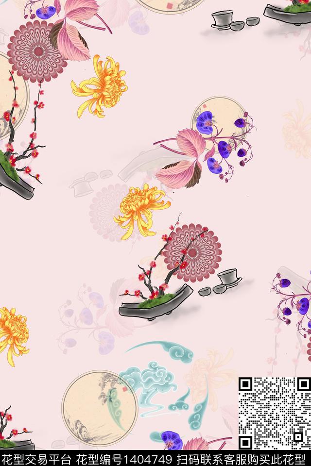 花卉旗袍中国风传统印花华亿平台下载（图片编号: 1404749） - 瓦栏（Walan）