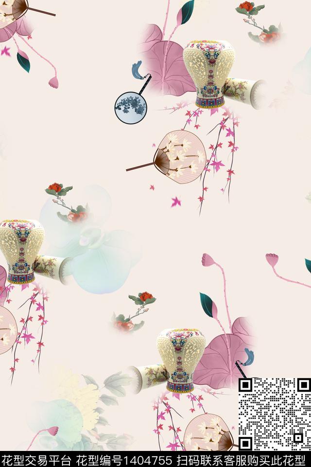 花卉旗袍中国风传统印花华亿平台下载（图片编号: 1404755） - 瓦栏（Walan）