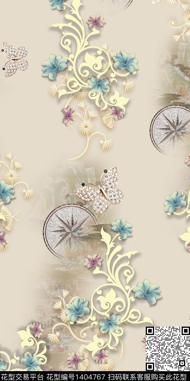 花卉旗袍中国风传统印花华亿平台下载（图片编号: 1404767） - 瓦栏（Walan）