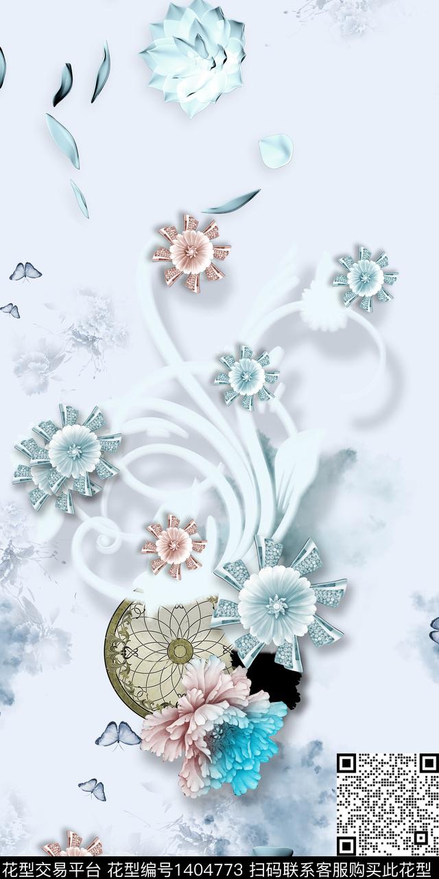 花卉旗袍中国风传统印花华亿平台下载（图片编号: 1404773） - 瓦栏（Walan）