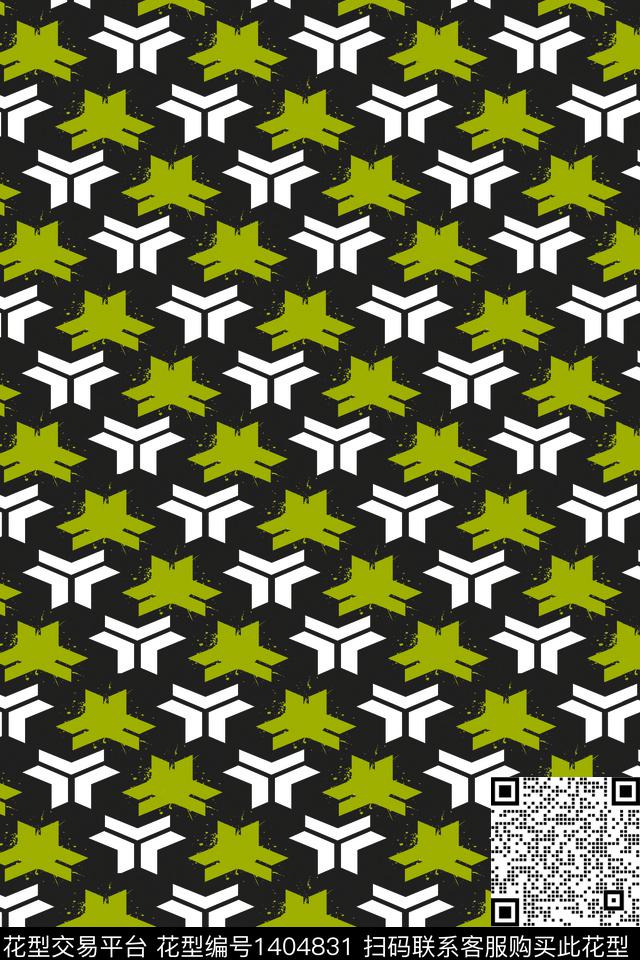 几何黑白华亿平台男装满版花传统印花华亿平台下载（图片编号: 1404831） - 瓦栏（Walan）