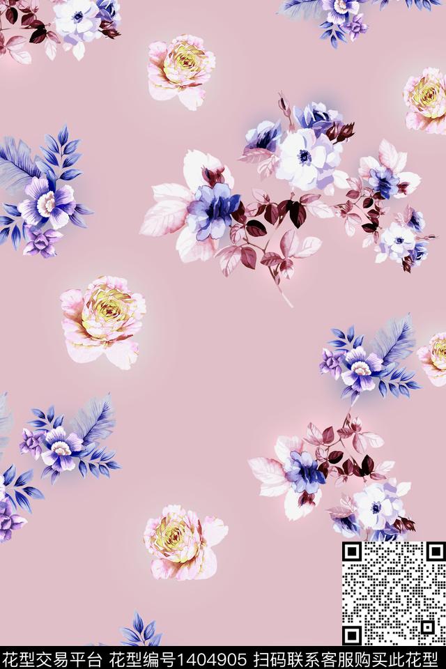 绿植树叶花卉大牌风数码印花华亿平台下载（图片编号: 1404905） - 瓦栏（Walan）