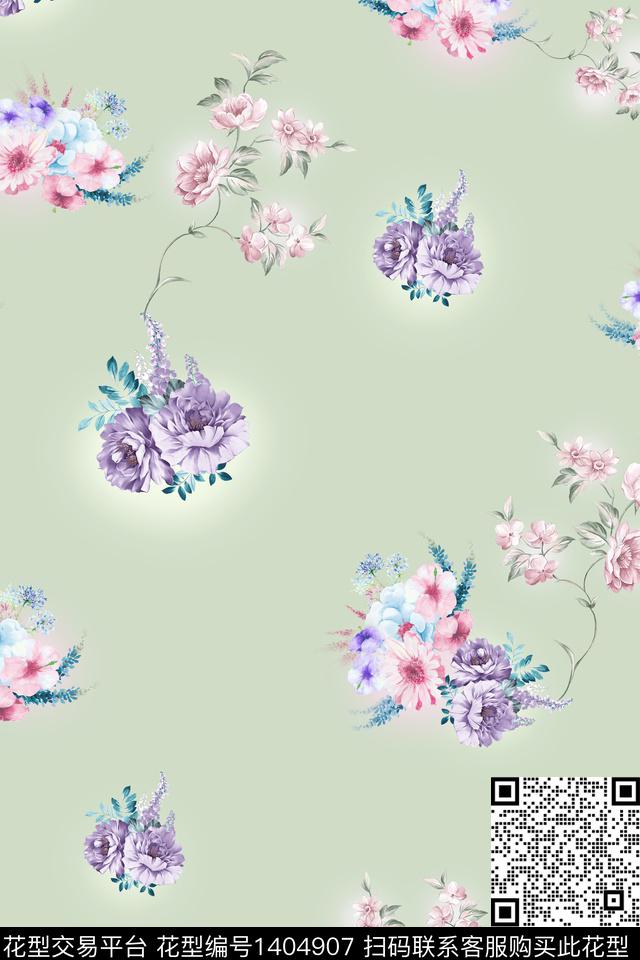 绿植树叶花卉大牌风数码印花华亿平台下载（图片编号: 1404907） - 瓦栏（Walan）