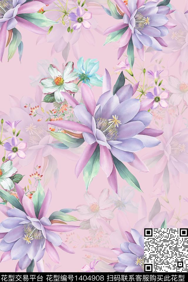 时尚花卉小清新数码印花华亿平台下载（图片编号: 1404908） - 瓦栏（Walan）