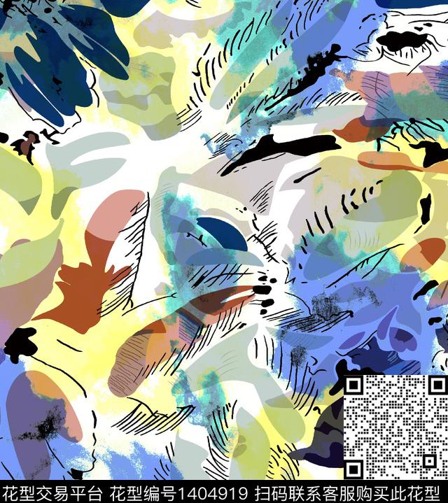 大牌风小碎花手绘大花数码印花华亿平台下载（图片编号: 1404919） - 瓦栏（Walan）