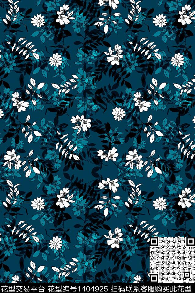 花卉大牌风休闲数码印花华亿平台下载（图片编号: 1404925） - 瓦栏（Walan）