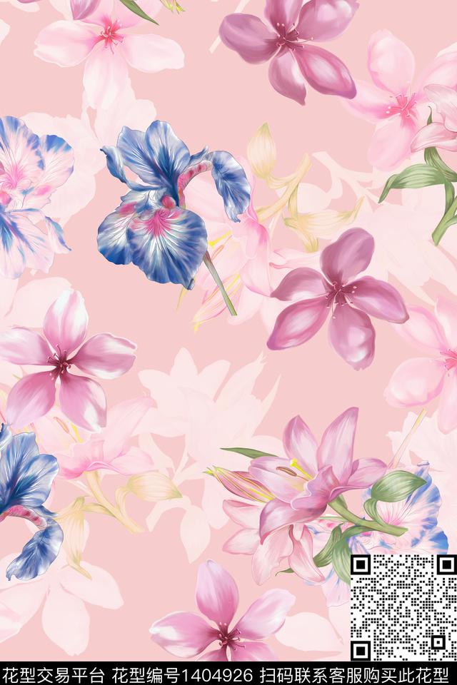花卉大牌风小清新数码印花华亿平台下载（图片编号: 1404926） - 瓦栏（Walan）