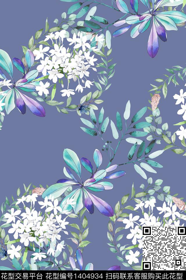 清爽底花卉花卉大牌风数码印花华亿平台下载（图片编号: 1404934） - 瓦栏（Walan）