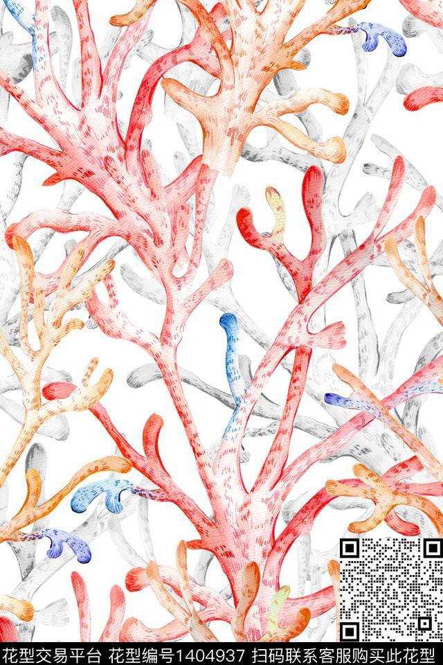 花卉大牌风小清新数码印花华亿平台下载（图片编号: 1404937） - 瓦栏（Walan）