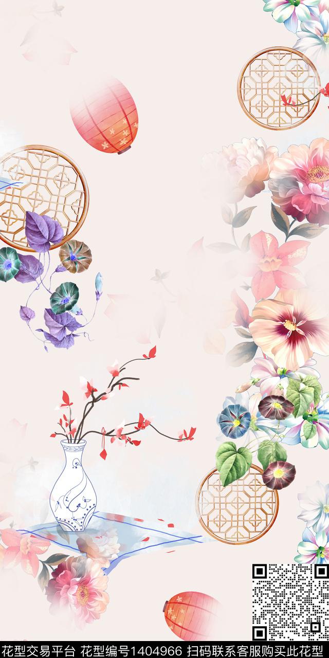 花卉旗袍中国风传统印花华亿平台下载（图片编号: 1404966） - 瓦栏（Walan）