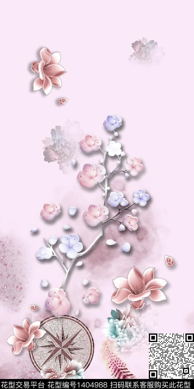 花卉旗袍定位花传统印花华亿平台下载（图片编号: 1404988） - 瓦栏（Walan）