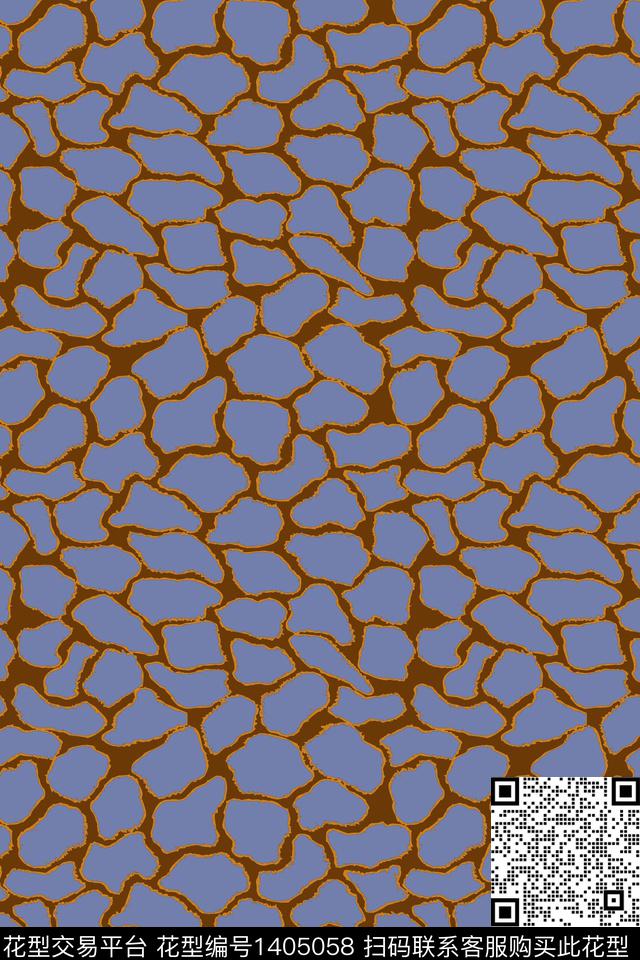 豹纹几何蓝色传统印花华亿平台下载（图片编号: 1405058） - 瓦栏（Walan）