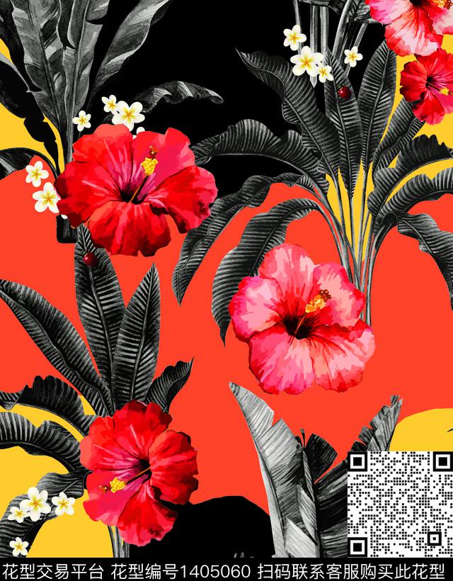 女装花卉大牌风数码印花华亿平台下载（图片编号: 1405060） - 瓦栏（Walan）