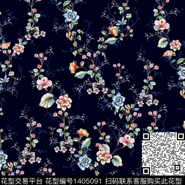 绿植树叶数码华亿平台花卉数码印花华亿平台下载（图片编号: 1405091） - 瓦栏（Walan）