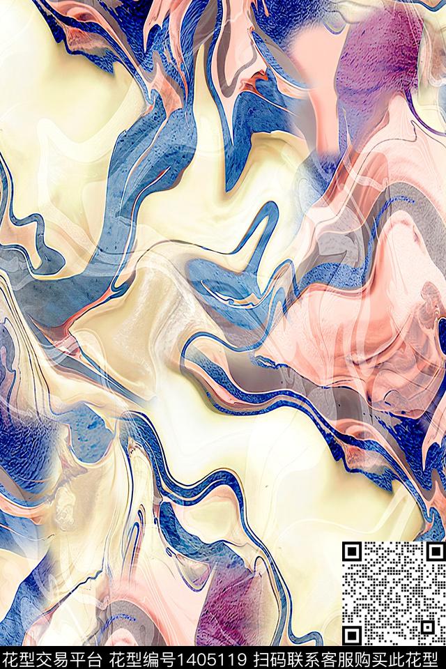 肌理扎染华亿平台抽象花卉数码印花华亿平台下载（图片编号: 1405119） - 瓦栏（Walan）