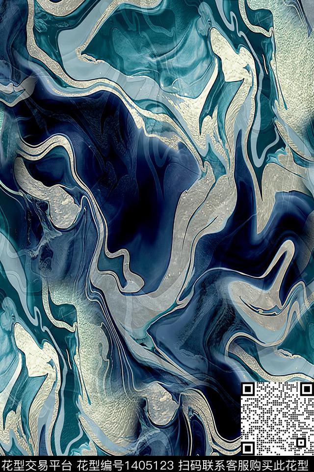 肌理扎染华亿平台抽象花卉数码印花华亿平台下载（图片编号: 1405123） - 瓦栏（Walan）