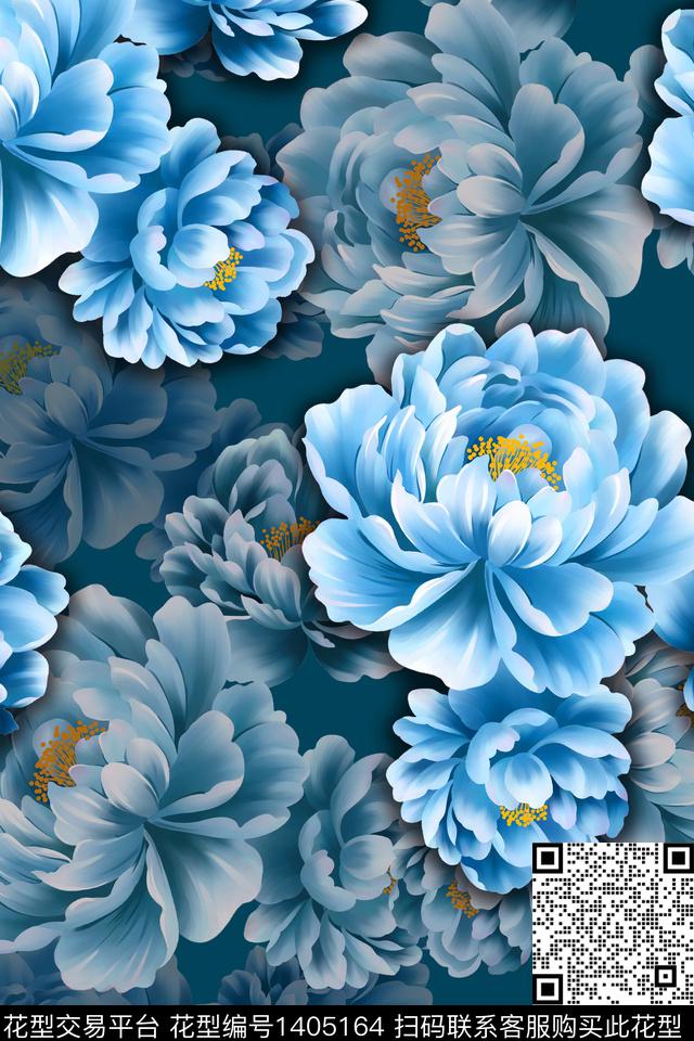 绿植树叶香云纱大牌风数码印花华亿平台下载（图片编号: 1405164） - 瓦栏（Walan）