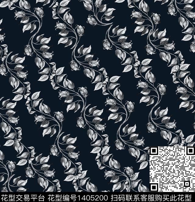 连衣裙花卉大牌风数码印花华亿平台下载（图片编号: 1405200） - 瓦栏（Walan）