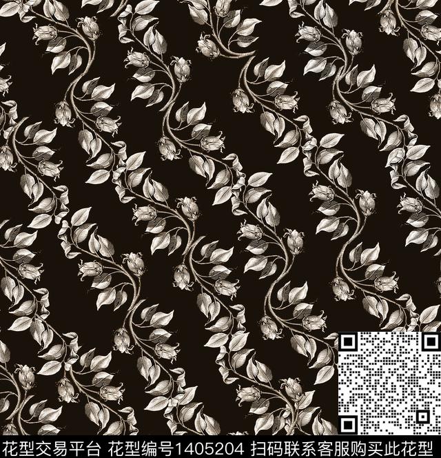 连衣裙花卉大牌风数码印花华亿平台下载（图片编号: 1405204） - 瓦栏（Walan）